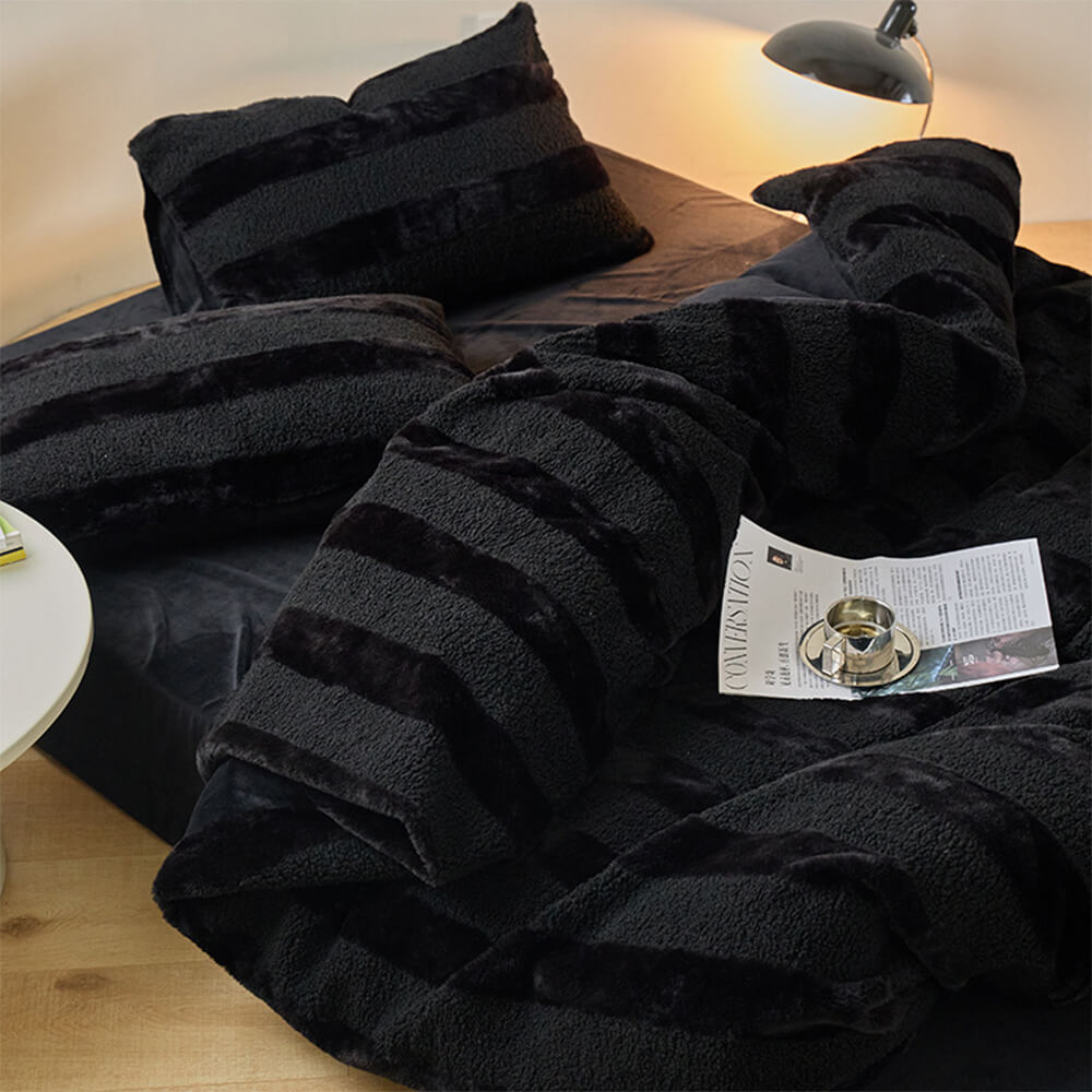 Ensemble de draps à rayures confortables double face