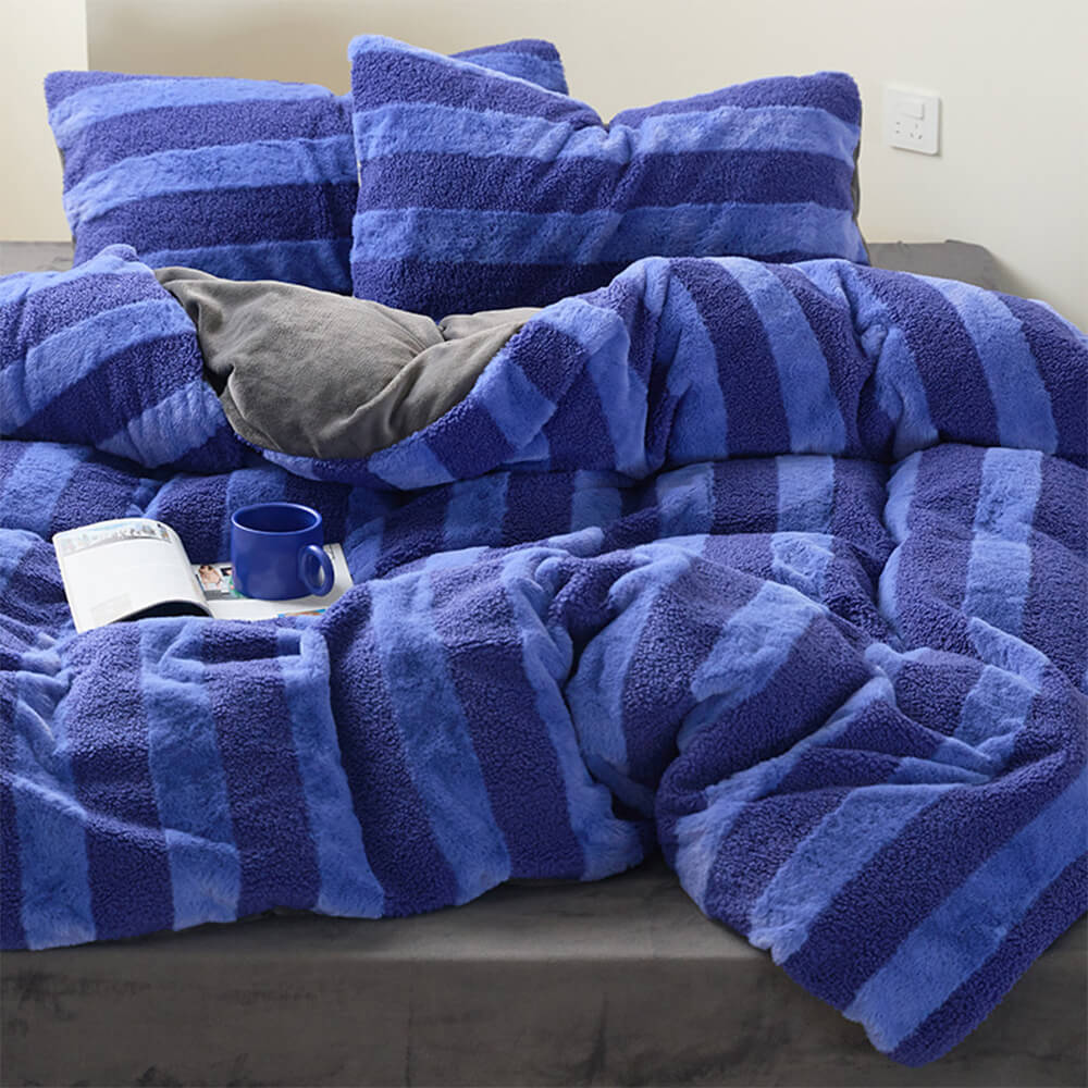 Ensemble de draps à rayures confortables double face