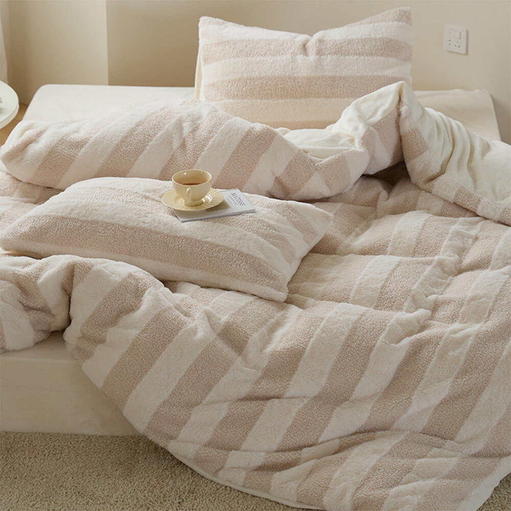 Ensemble de draps à rayures confortables double face