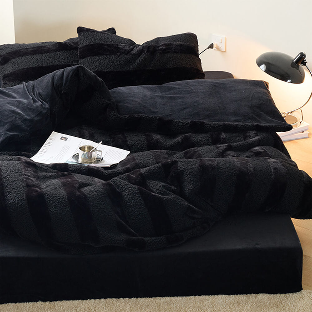 Ensemble de draps à rayures confortables double face