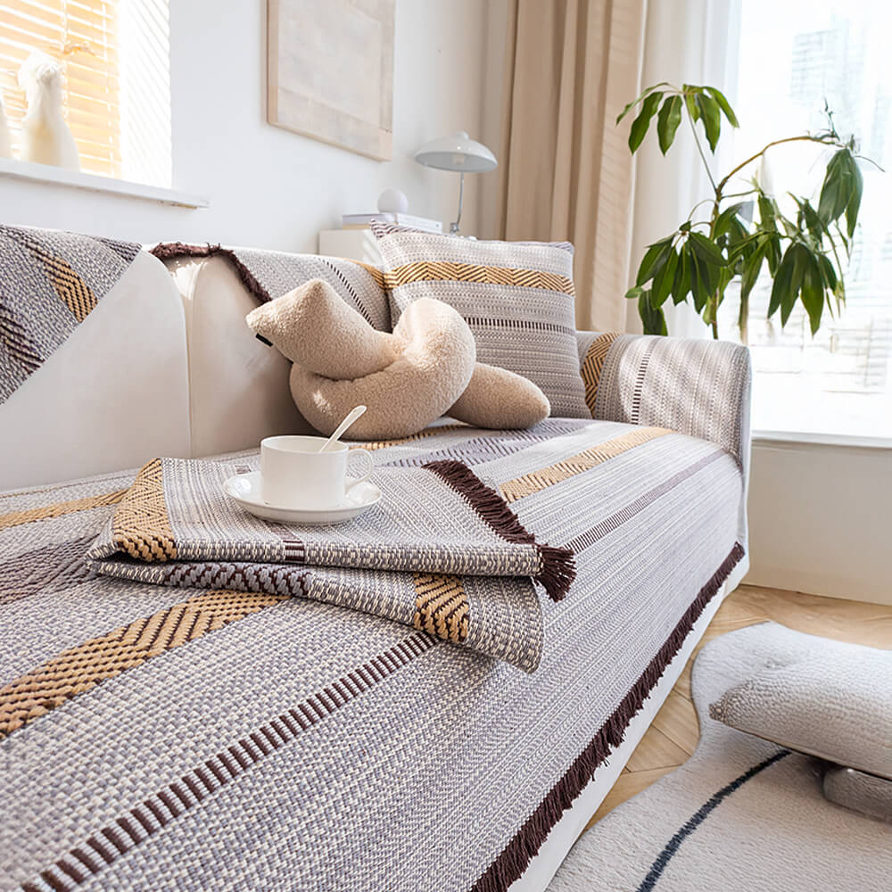 Classic Natural Cotton Linen Breathable Sofa Cover