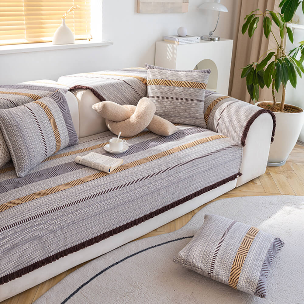 Classic Natural Cotton Linen Breathable Sofa Cover