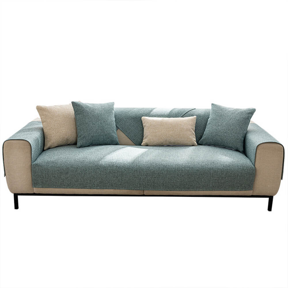 Minimalist Solid Color Breathable Faux Linen Sofa Cover