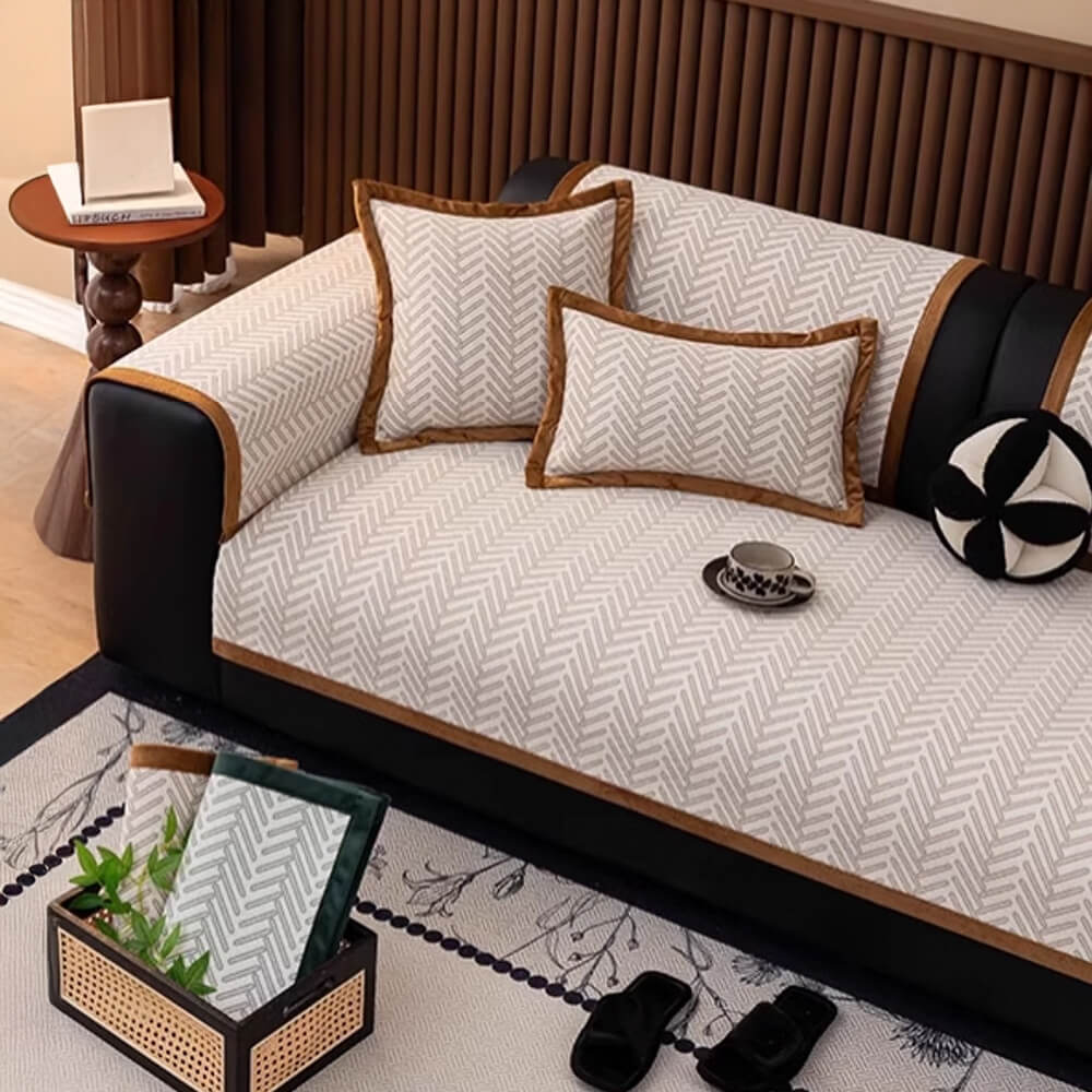 Modern Chic Herringbone Chenille Anti-scratch Non-Slip Couch Cover