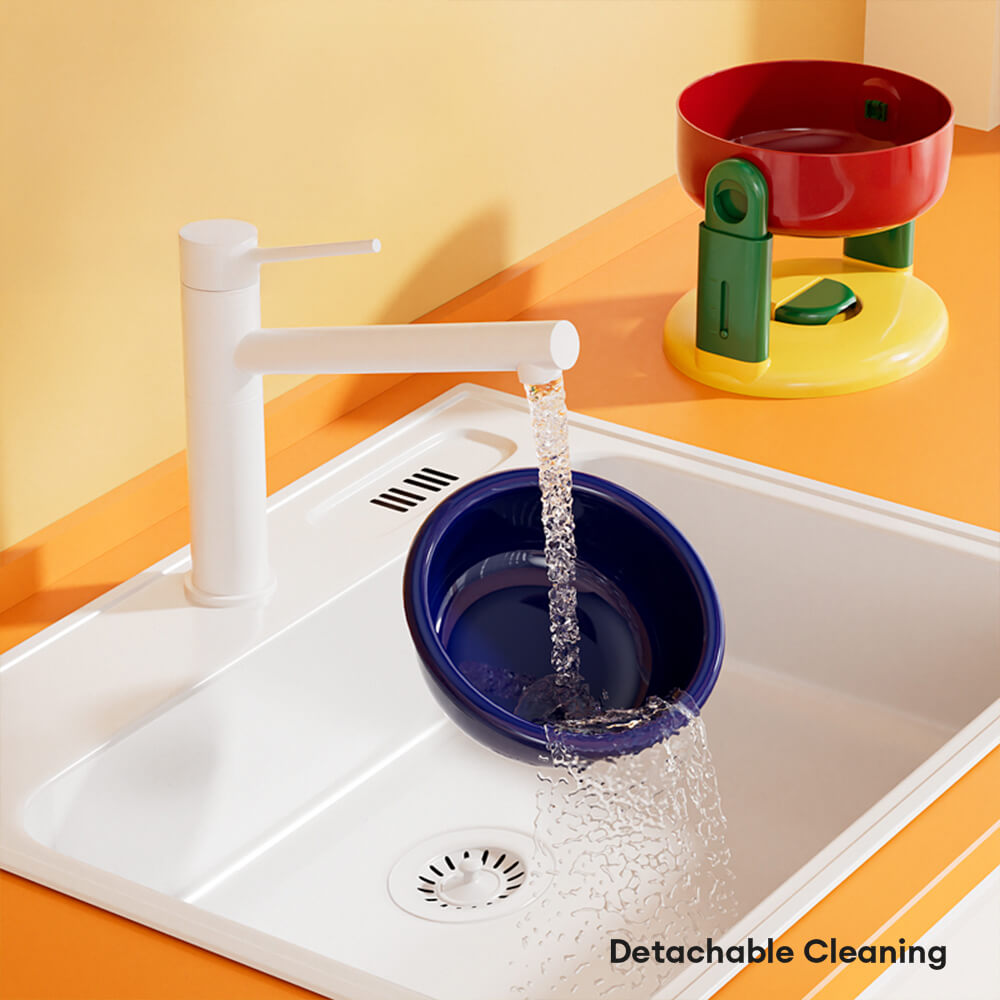 Neck Protection Adjustable Raised Pet Bowl with Anti-Slip Suction Base