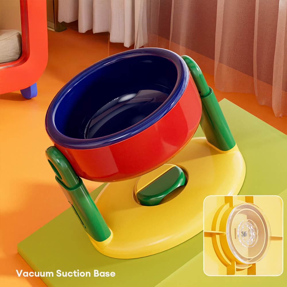 Neck Protection Adjustable Raised Pet Bowl with Anti-Slip Suction Base