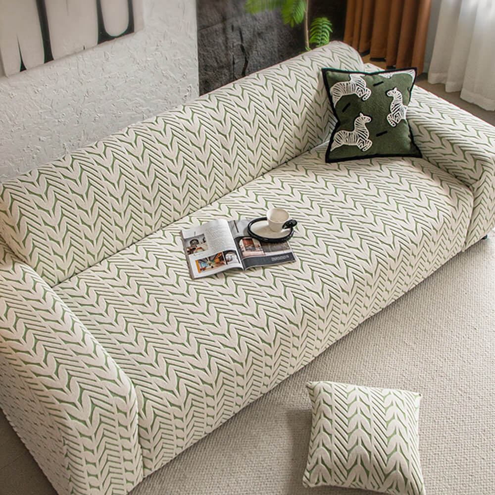 Textured Wheat Ear Pattern Jacquard Fleece Magic Sofa Cover