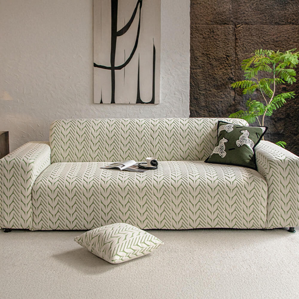 Textured Wheat Ear Pattern Jacquard Fleece Magic Sofa Cover