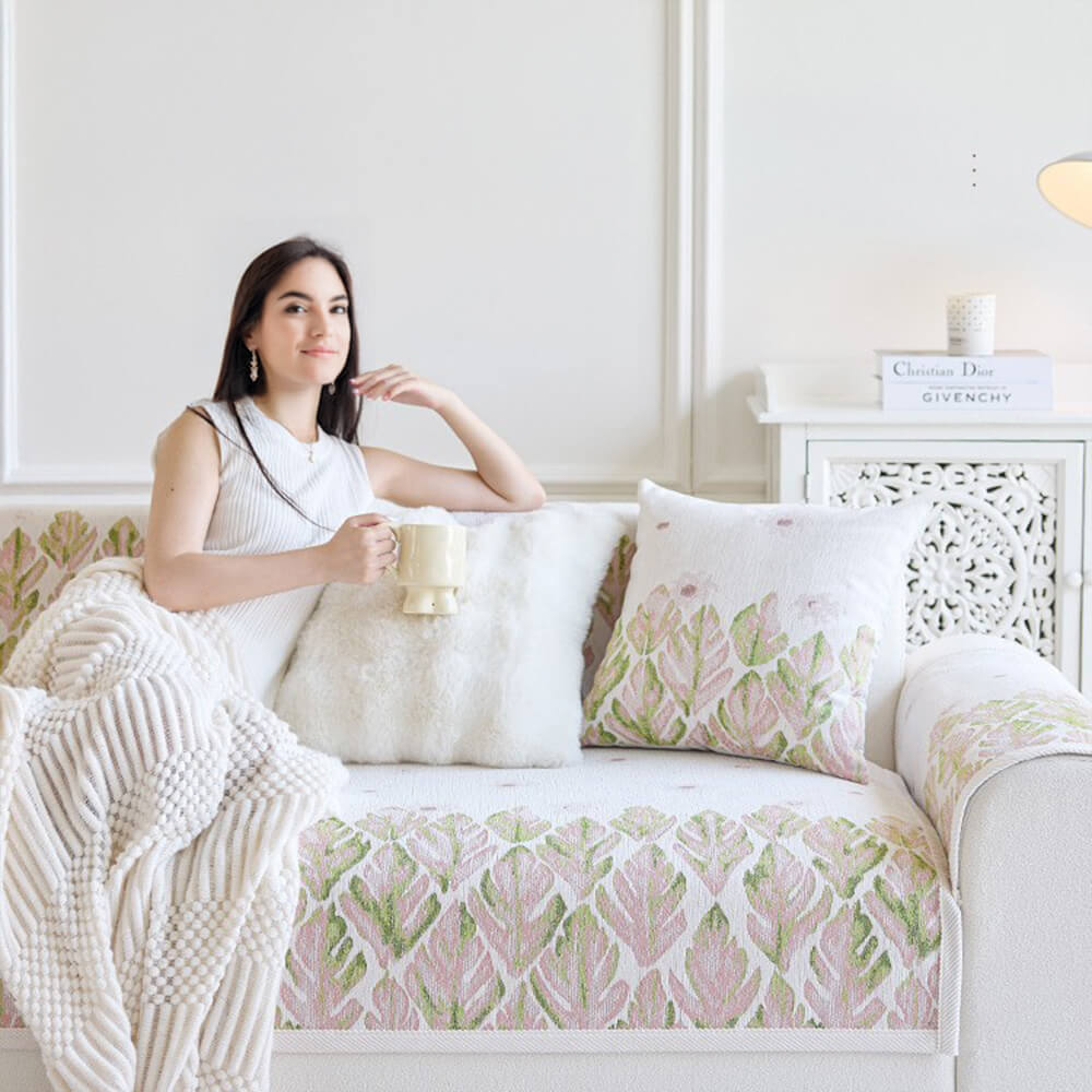 Chenille Romantic Botanical Design Comfortable Sofa Cover