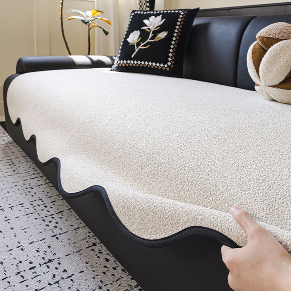 Water-repellent Teddy Fleece Non-Slip Straight Sofa Cover