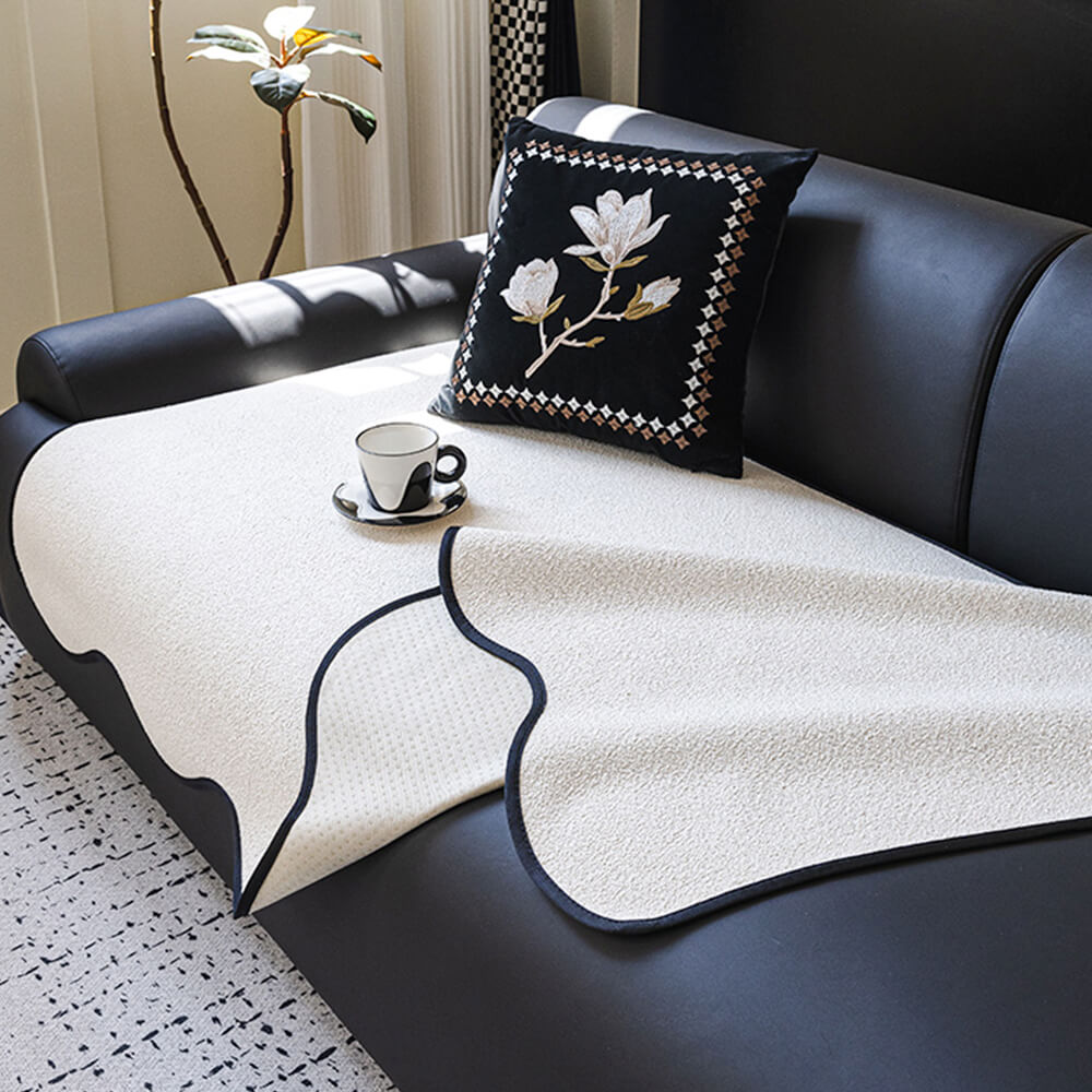 Water-repellent Teddy Fleece Non-Slip Straight Outdoor Sofa Cover