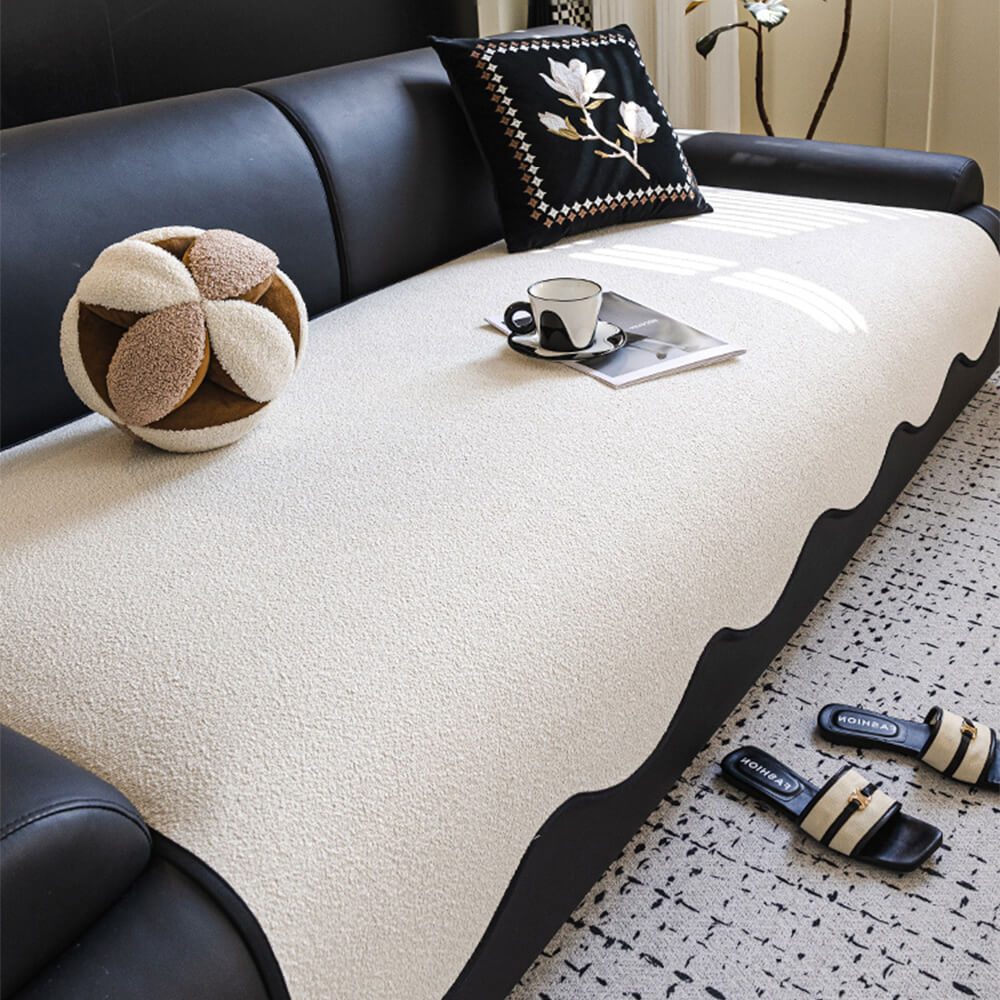 Water-repellent Teddy Fleece Non-Slip Straight Outdoor Sofa Cover