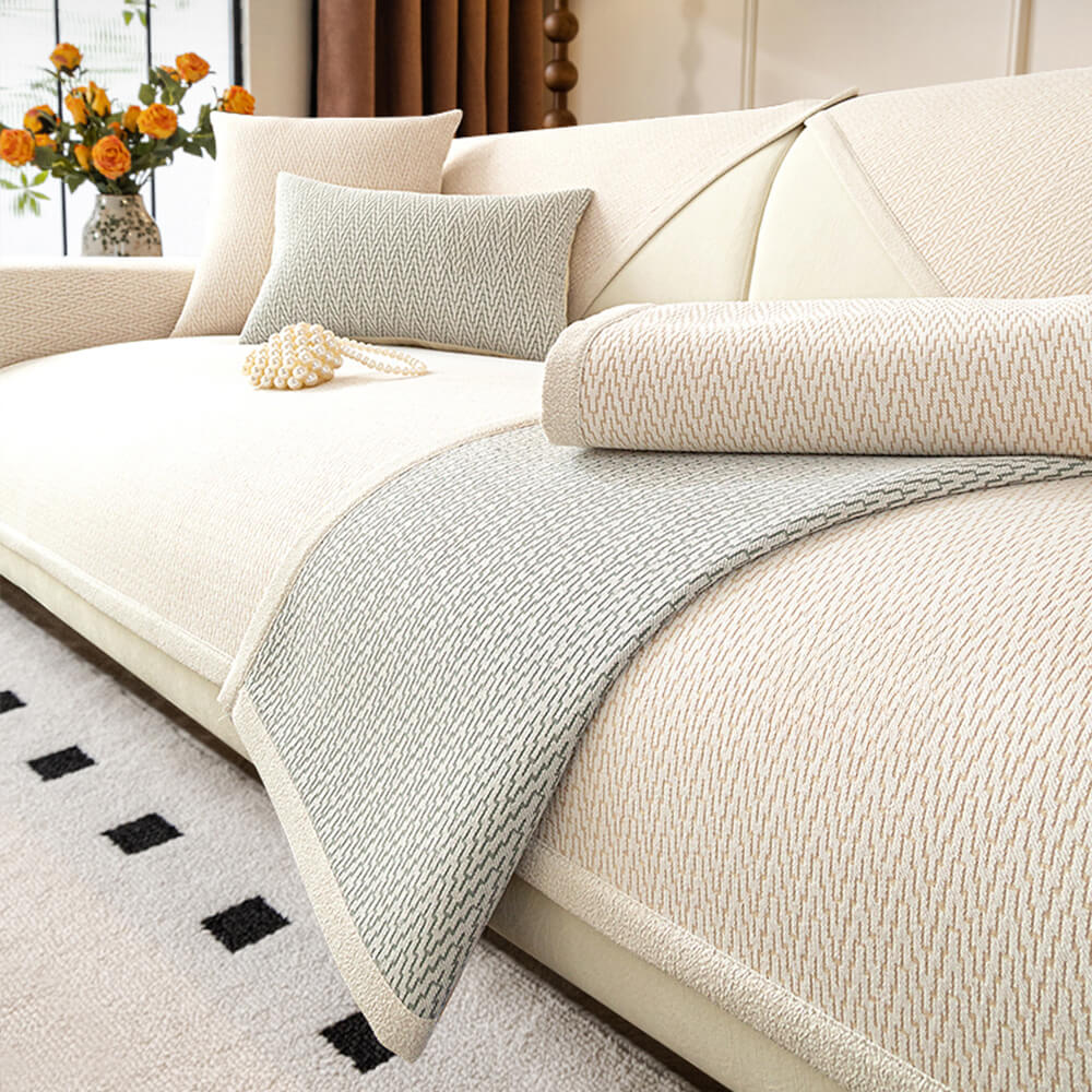 Chenille Minimalist Anti-Slip Fabric with Cat Scratch-Resistant Design Couch Cover