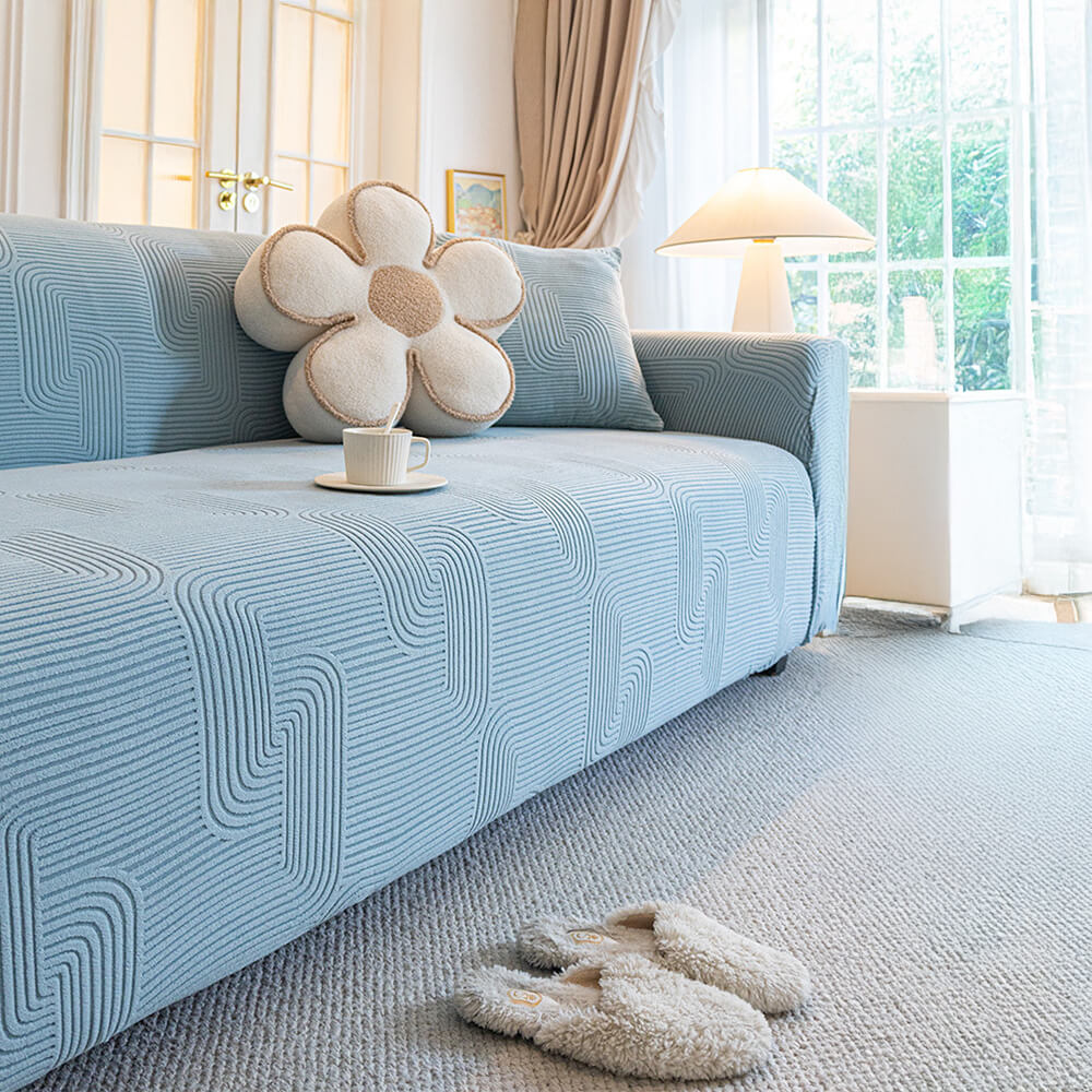 All-Seasons Polar Fleece Elastic Full Wrap Anti-Scratch Sofa Cover
