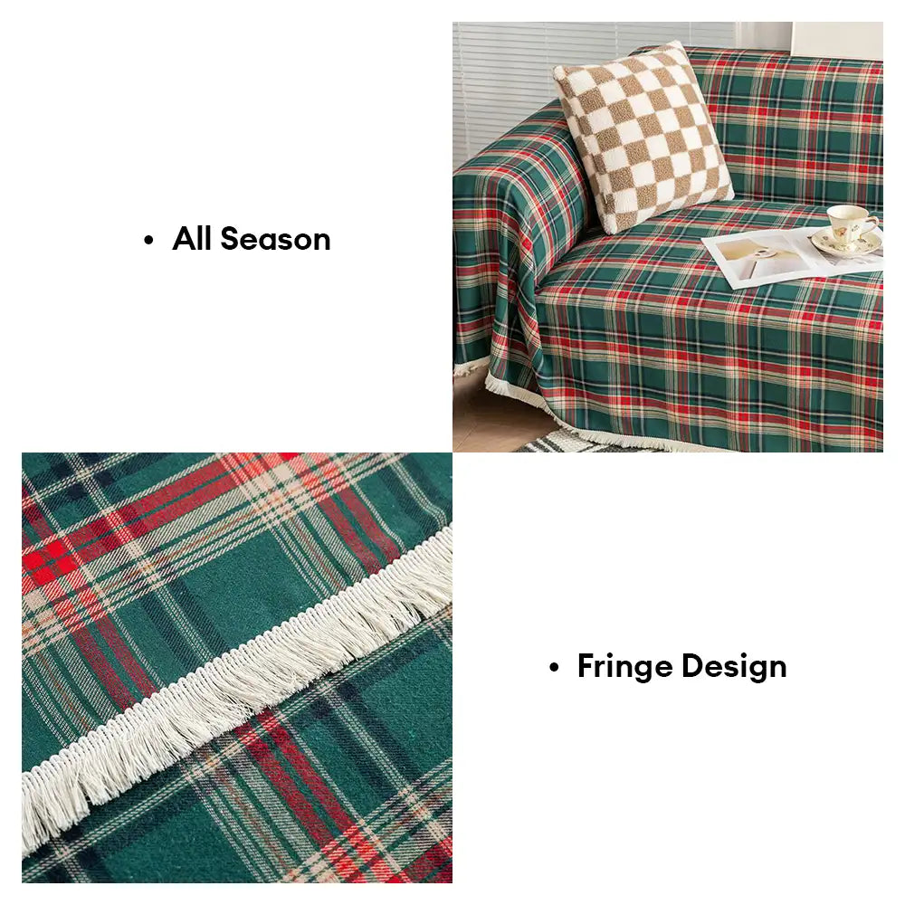 Festive Plaid Color Block Sofa Decoration Sofa Cover