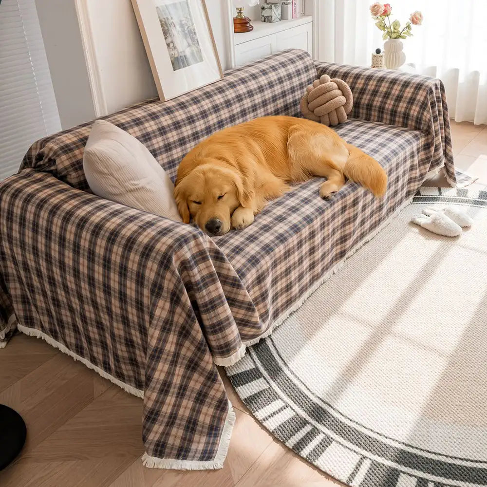 Festive Plaid Color Block Sofa Decoration Sofa Cover