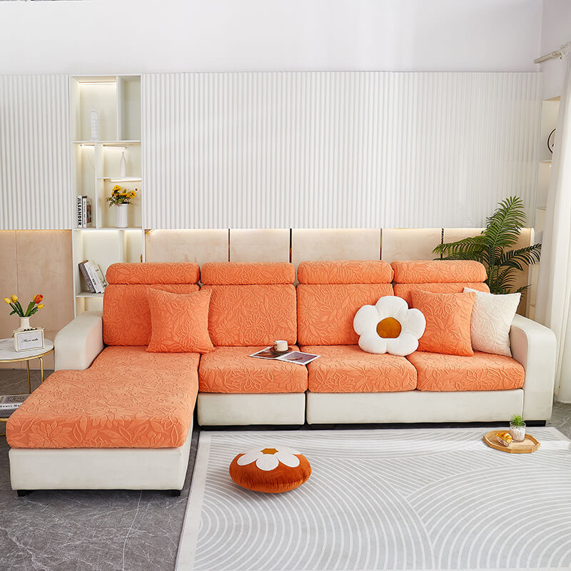 Floral Velvet Stretch Full Wrap Sofa Protector Sofa Cover