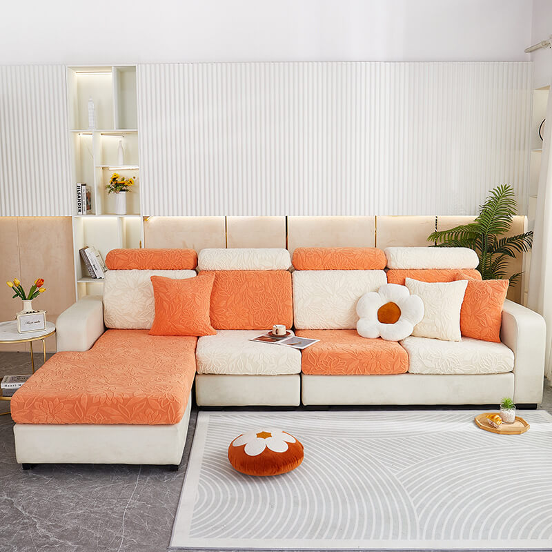 Floral Velvet Stretch Full Wrap Sofa Protector Sofa Cover