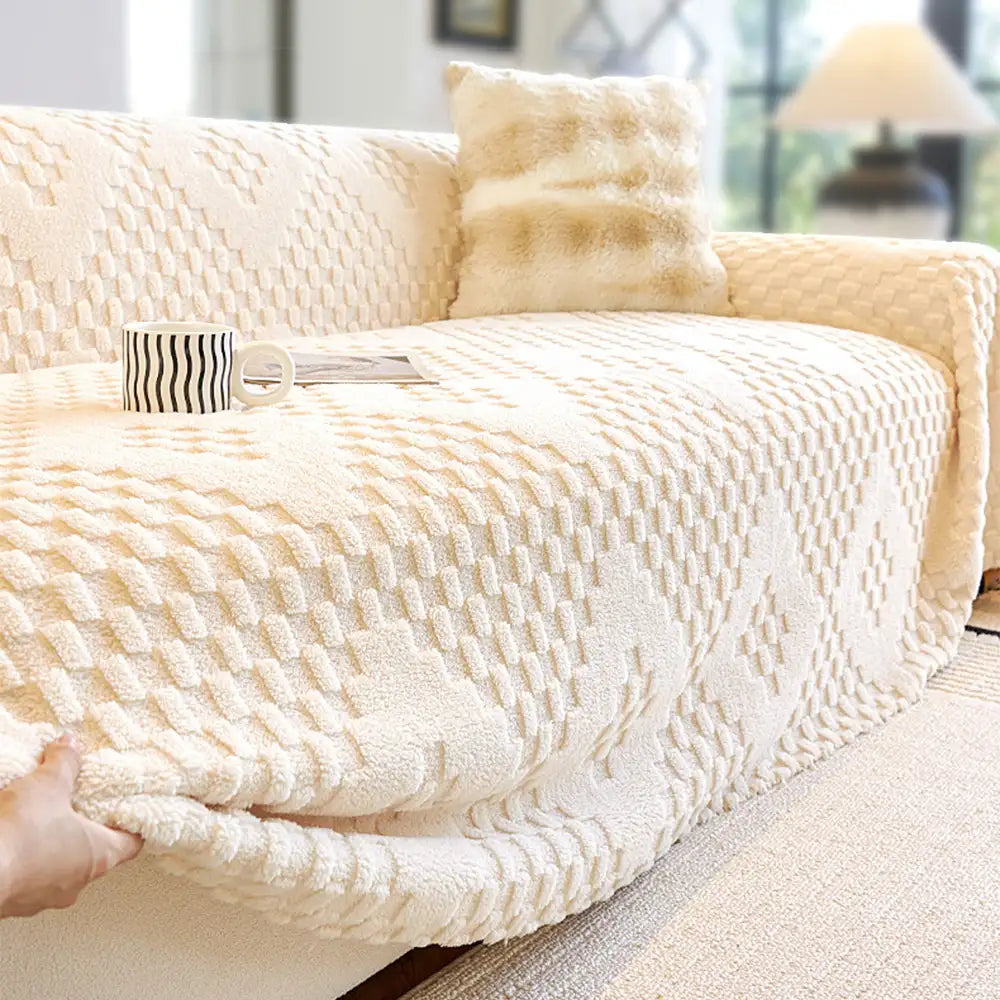 Fluffy Jacquard Velvet Scratch-Resistant Thickened Sofa Blanket Sofa Cover