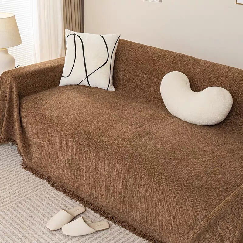 Full Coverage Herringbone Chenille Sofa Protection Wear-resistant Sofa Cover