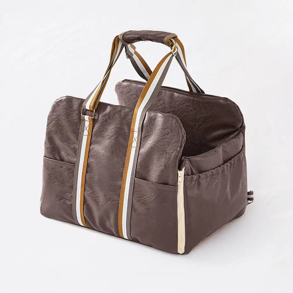 Deluxe Faux Leather Safety Center Console Pet Car Seat and Carrier 3 -in-1