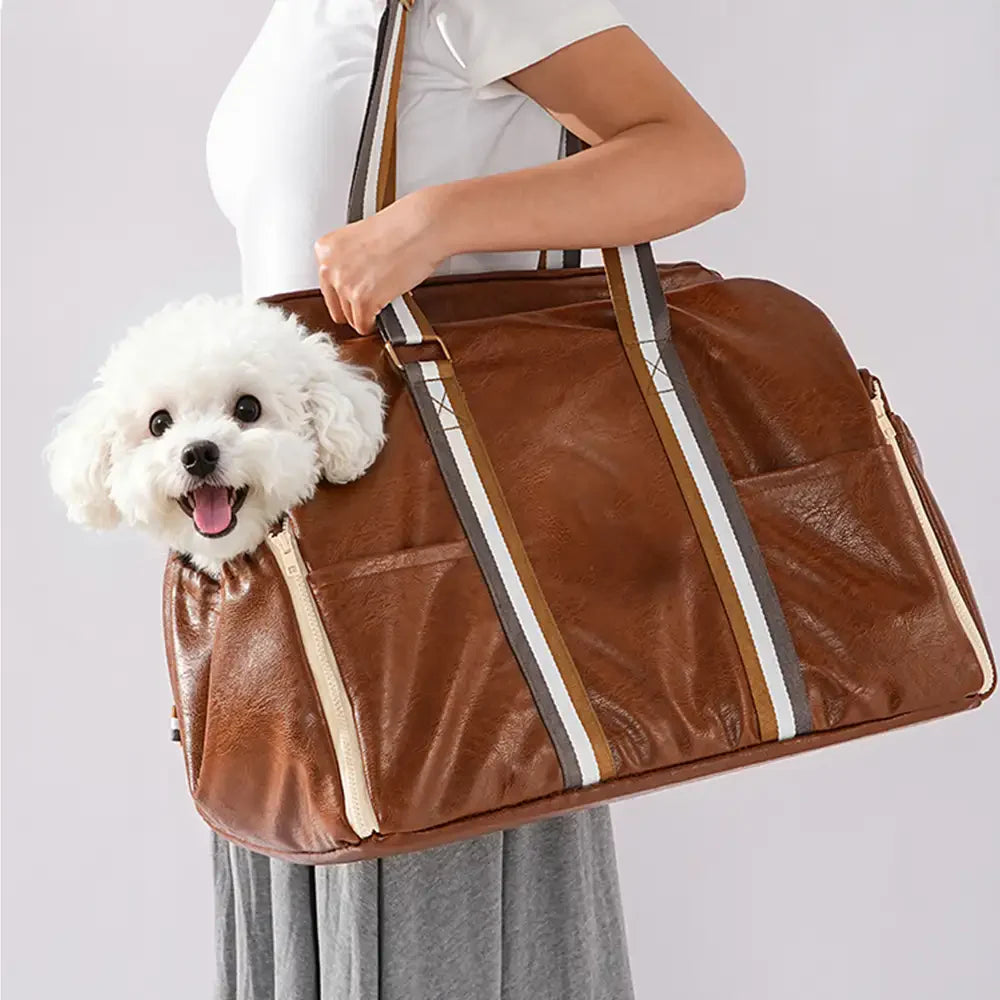 Deluxe Faux Leather Safety Center Console Pet Car Seat and Carrier 3 in 1