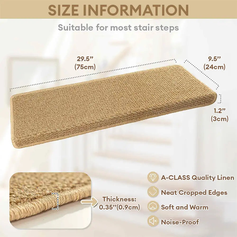 Anti-scratch Faux Sisal Stair Protectors Tape Free Washable Carpet Stair Treads