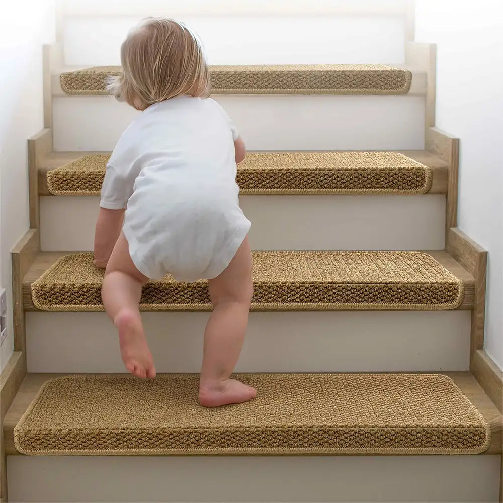 Anti-scratch Faux Sisal Stair Protectors Tape Free Washable Carpet Stair Treads