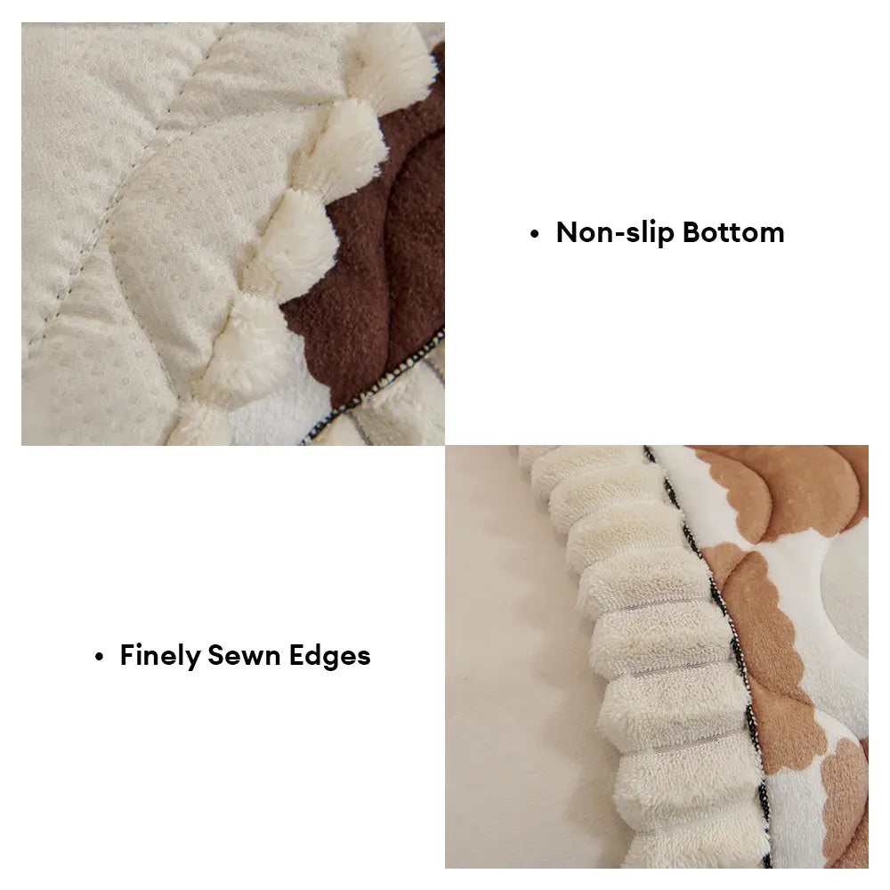 Checkered Velvet Sofa Pad Anti-Slip Quilted Sofa Cover