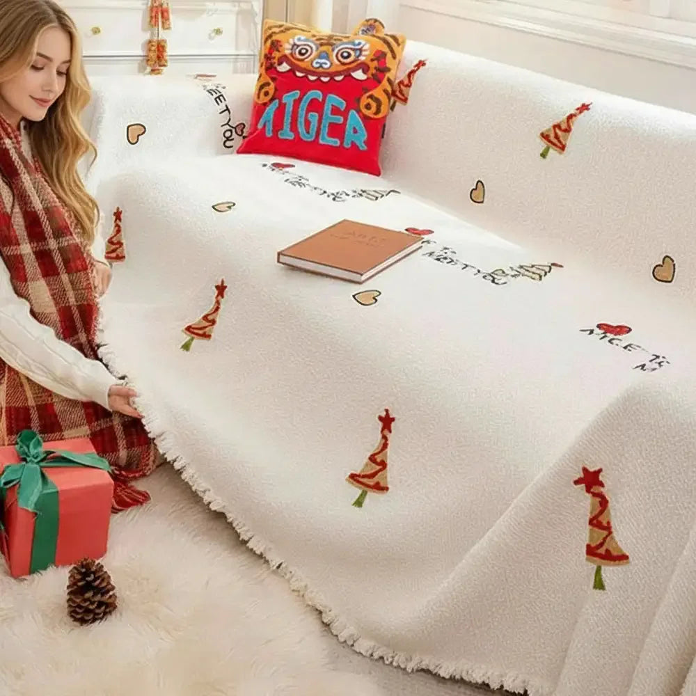 Christmas Tree Chic Thick Plush Sofa Blanket Sofa Cover