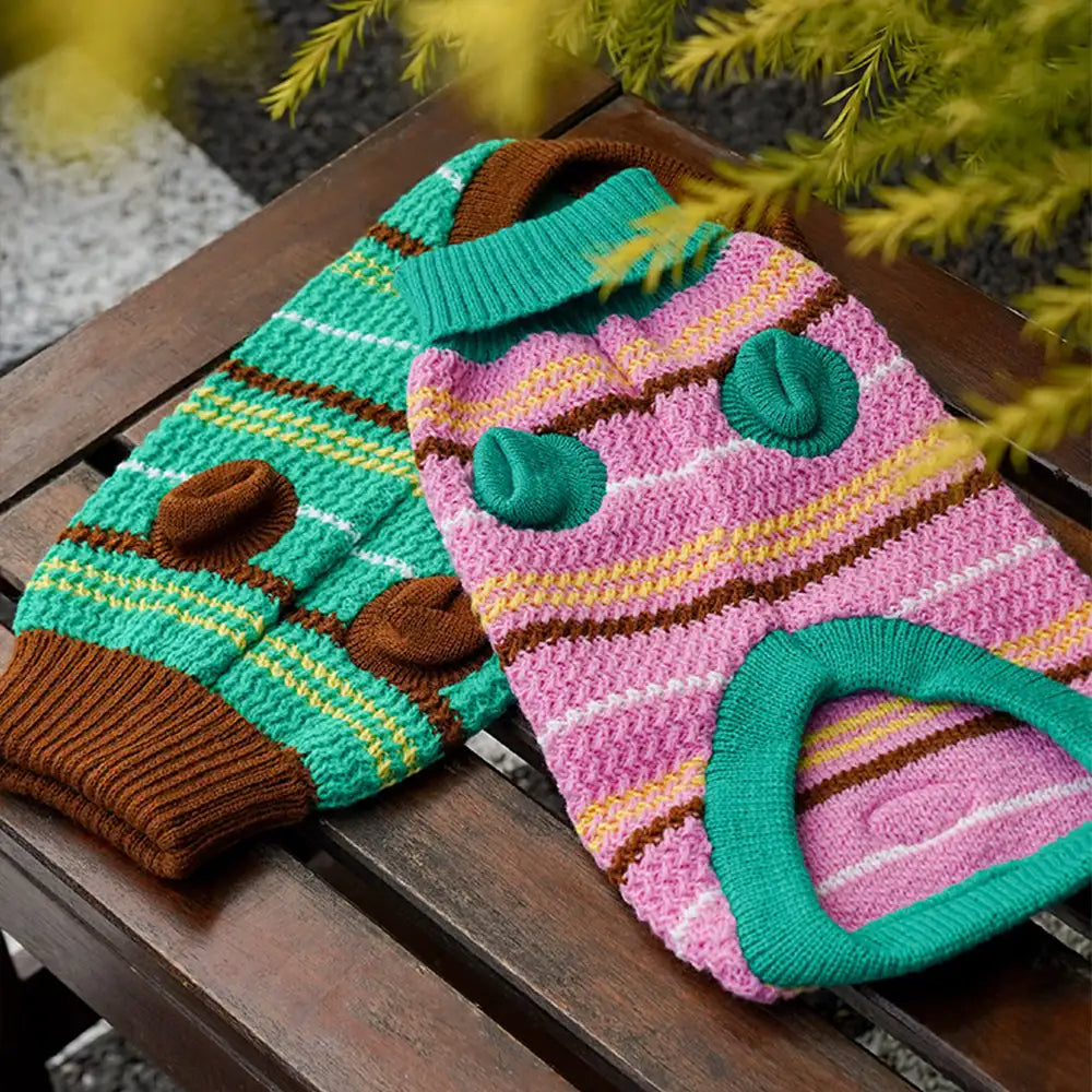 Colour Blocked Striped Dog Sweater For Small Dogs