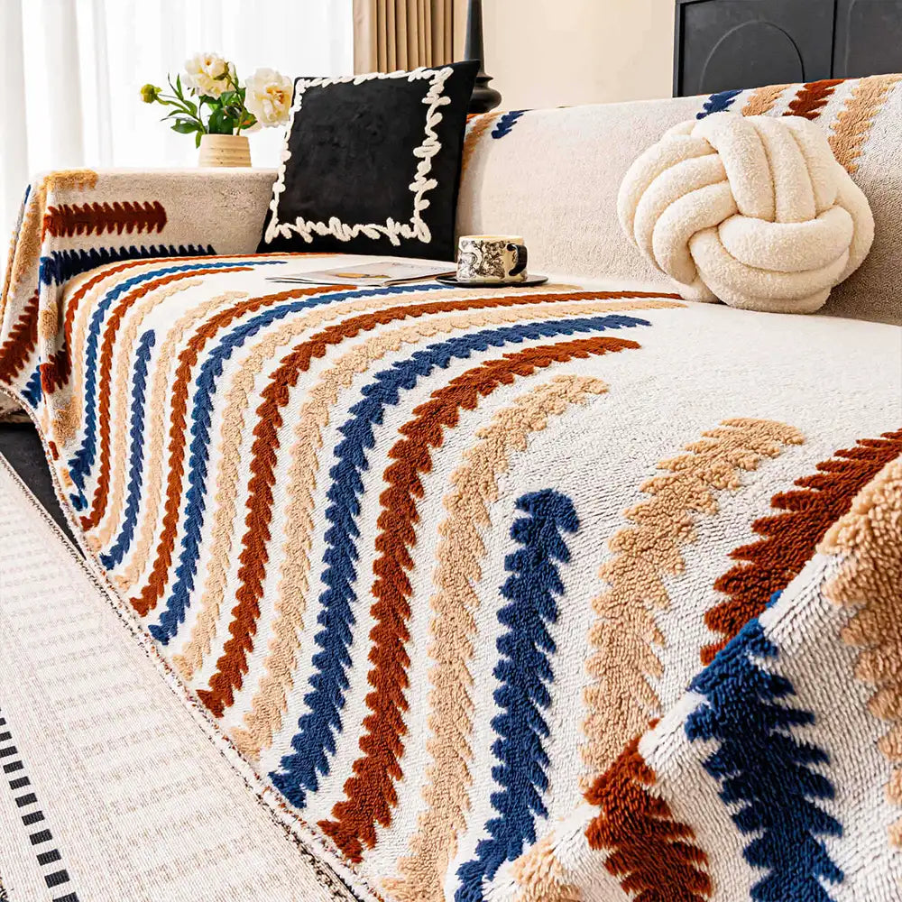 Colorful Color-Blocked Anti-Scratch Plush Sofa Protection Sofa Cover
