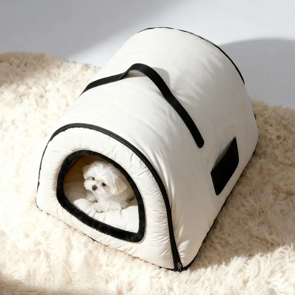 Cozy Enclosed Water-Repellent Washable Cat Cave Deep Sleep Dog Bed