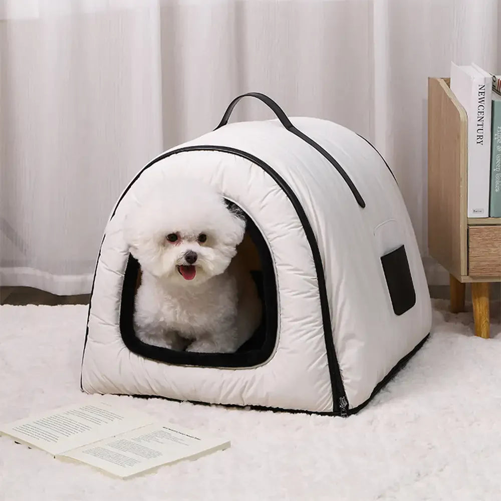 Cozy Enclosed Water-Repellent Washable Cat Cave Deep Sleep Dog Bed