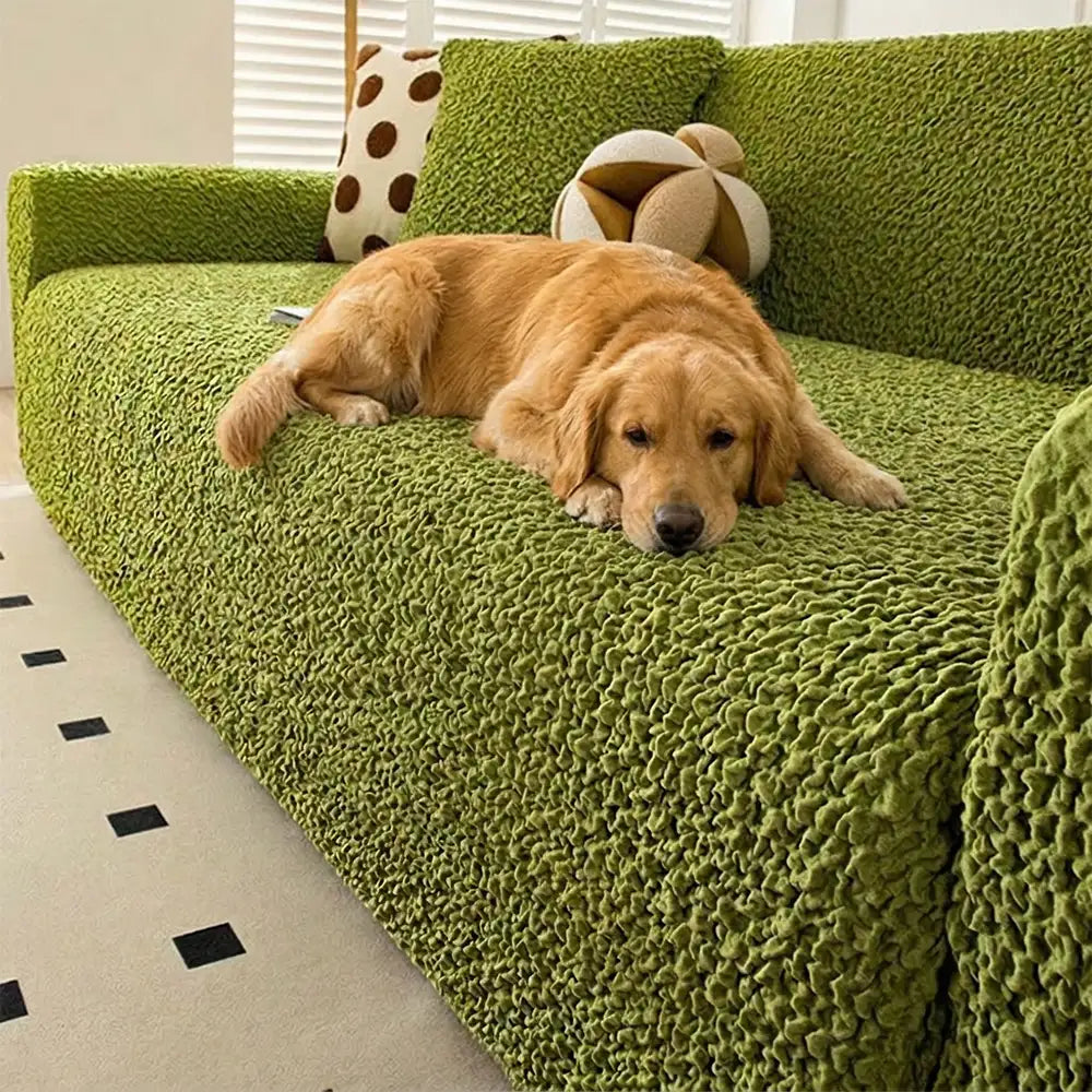 Cream Style Seersucker Breathable Stretchy Full-Coverage Magic Sofa Cover