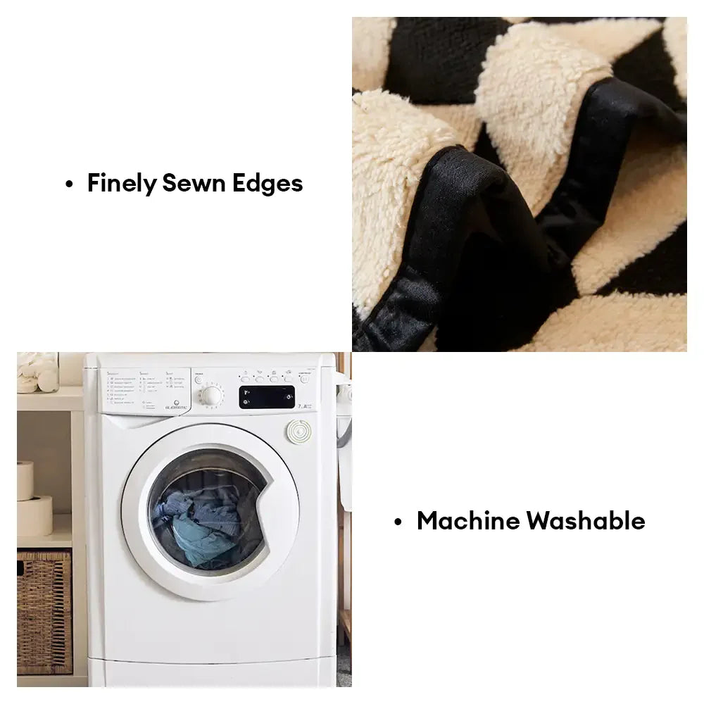 Diamond-Pattern Plush Sofa Cover