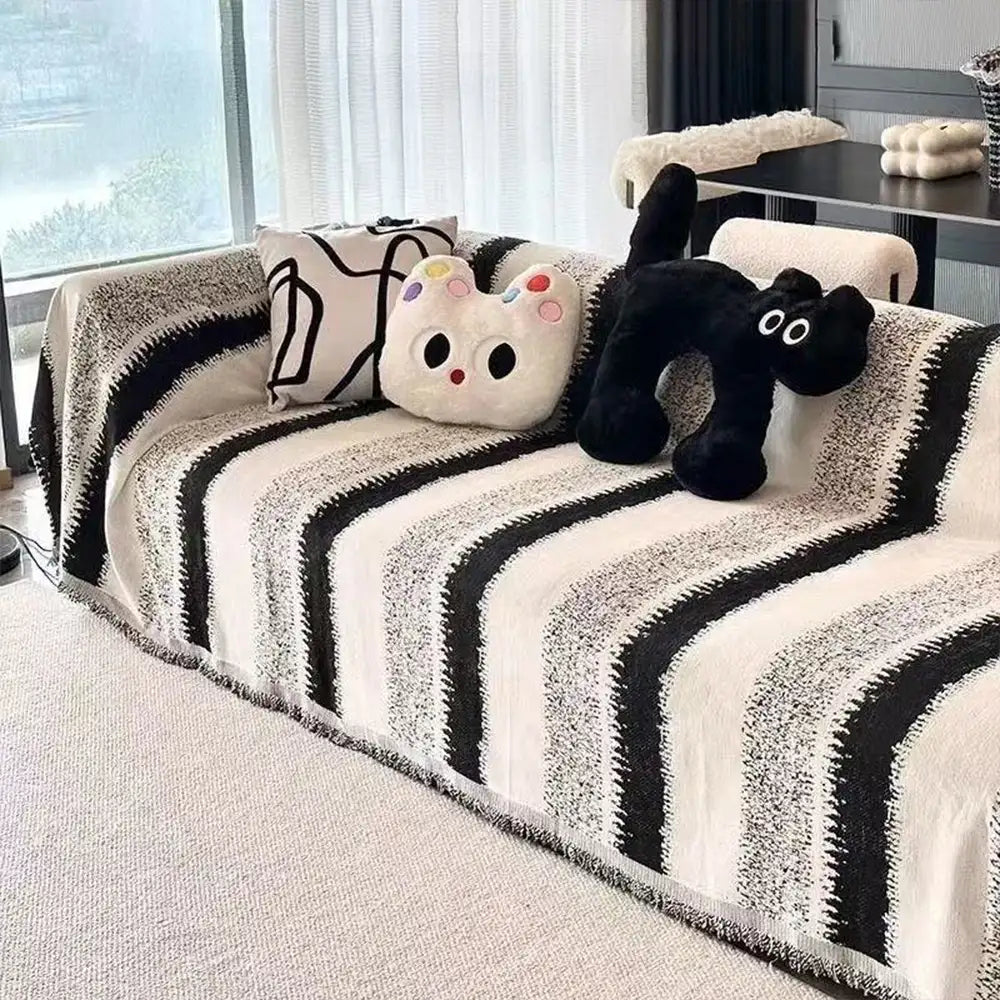 Fashion Striped Chenille Scratch-Resistant Sofa Protection Sofa Cover