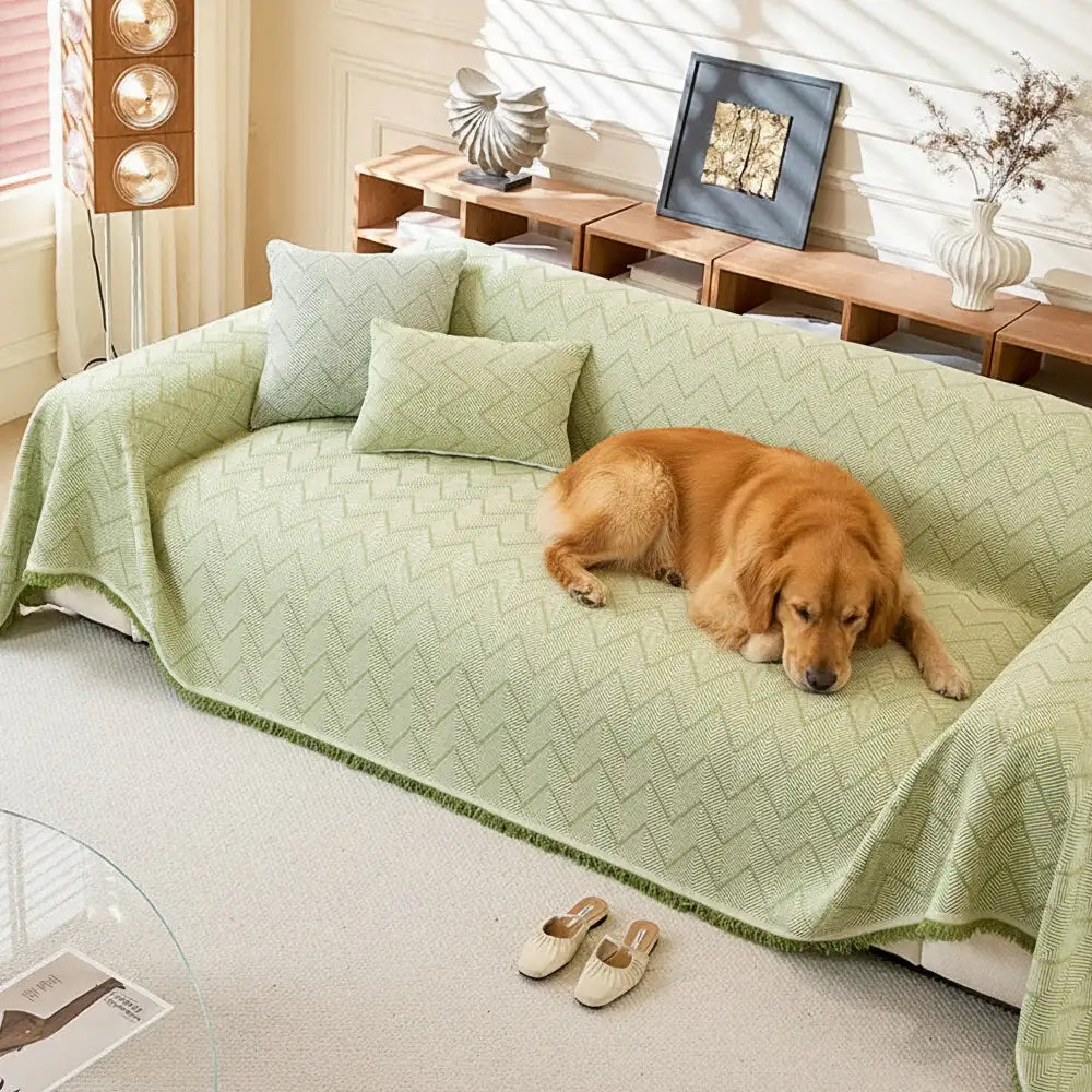 Faux Linen Scratch-Resistant Furniture Protector Sofa Blanket Sofa Cover