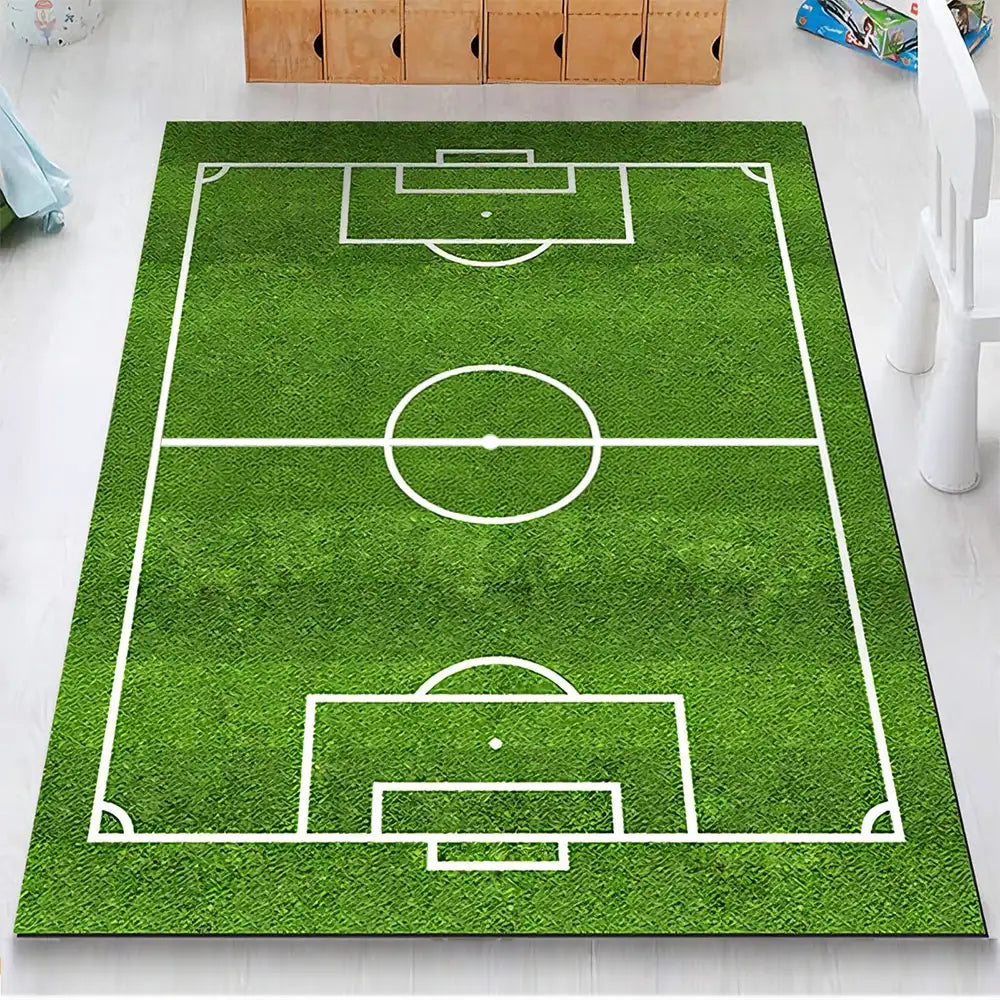 Football Field Pattern Scratch-Resistant Non-Slip Rug