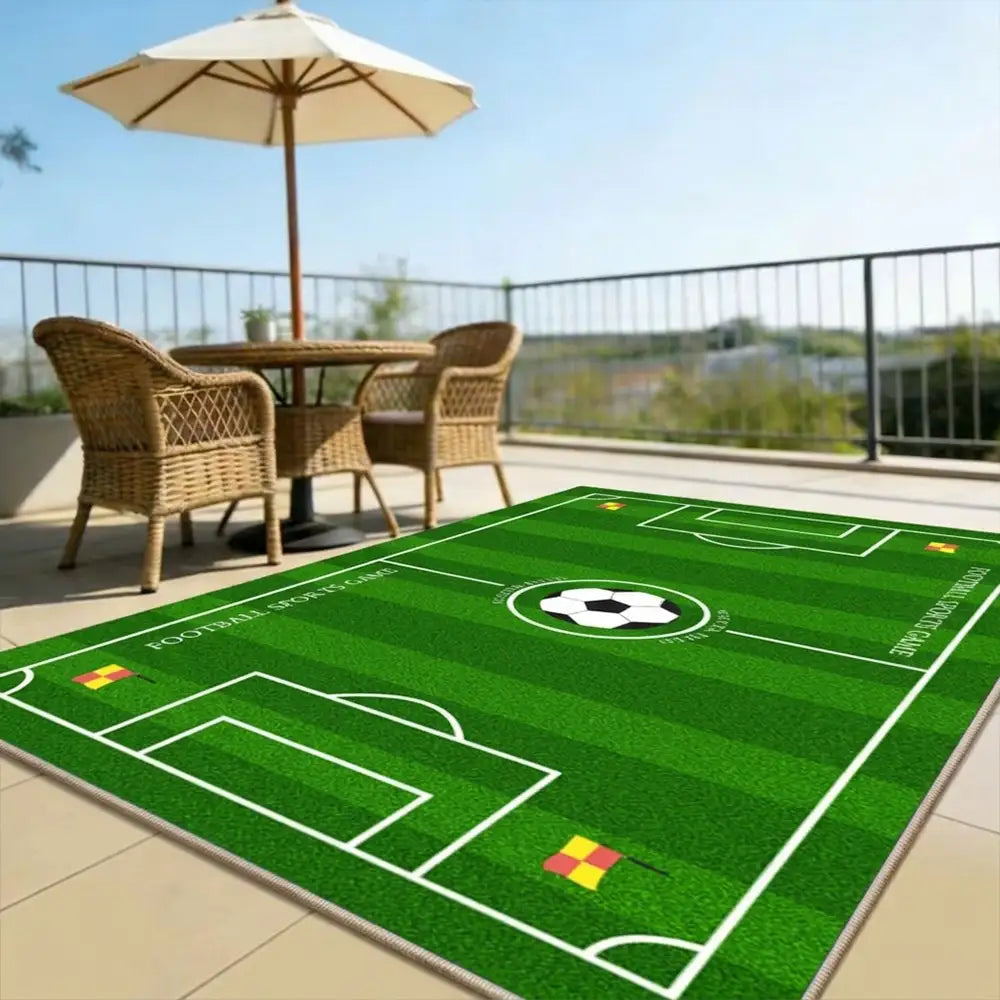 Football Field Pattern Scratch-Resistant Non-Slip Rug