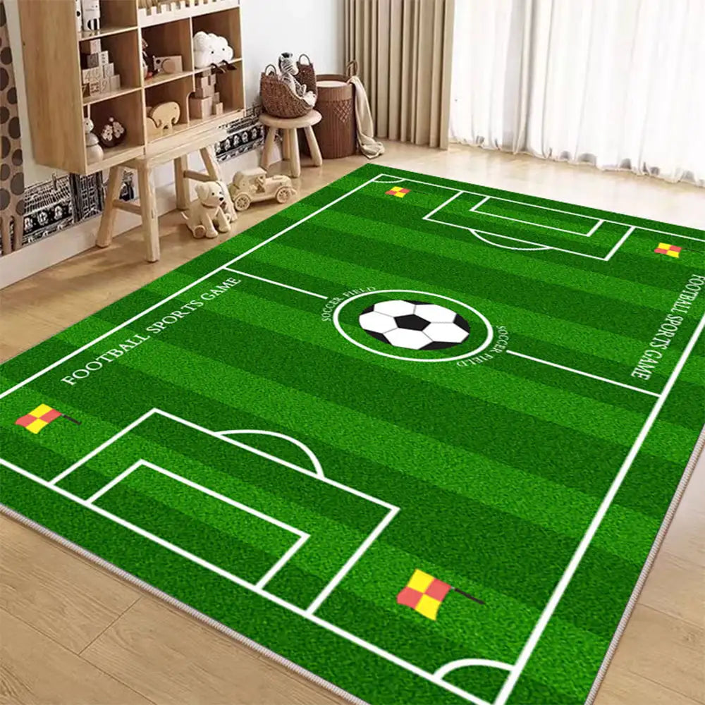 Football Field Pattern Scratch-Resistant Non-Slip Rug