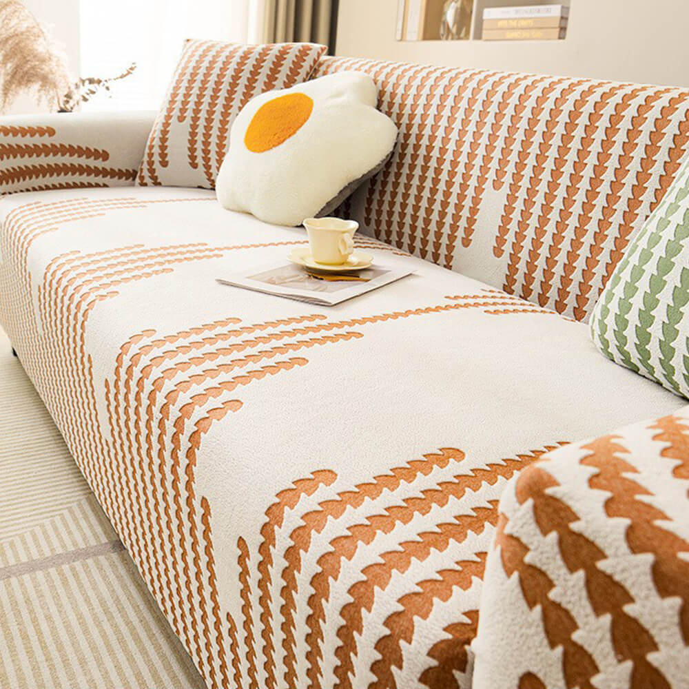 Herringbone Cozy Full-Wrap Stretch Magic Couch Cover
