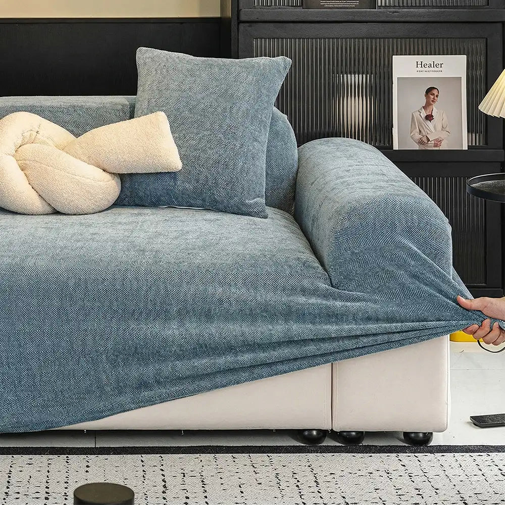 Herringbone Full Coverage Comfortable Scratch-Resistant Sofa Protection Magic Sofa Cover