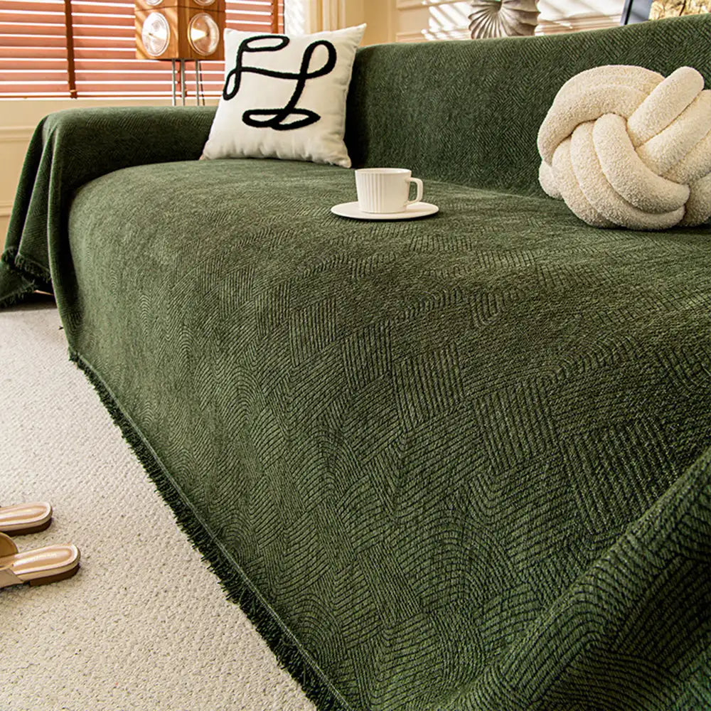 Linework Pattern Chenille Comfortable Scratch-Resistant Sofa Protection Sofa Cover