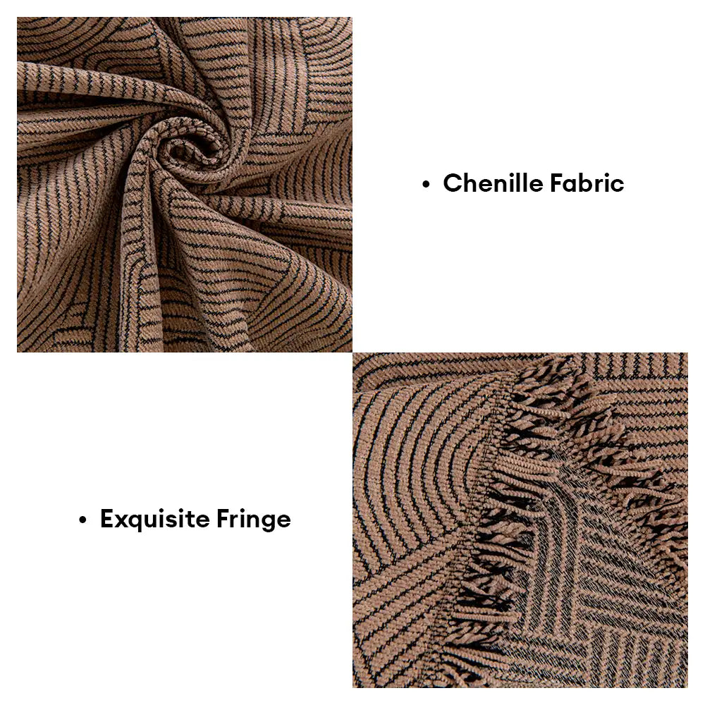 Linework Pattern Chenille Comfortable Scratch-Resistant Sofa Protection Sofa Cover