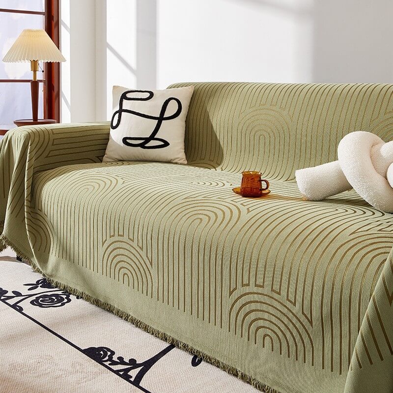 Minimalist Arch Motif Scratch-Resistant Chenille Throw Sofa Cover