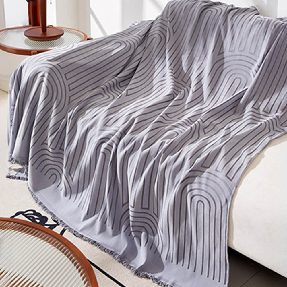 Minimalist Arch Motif Scratch-Resistant Chenille Throw Sofa Cover