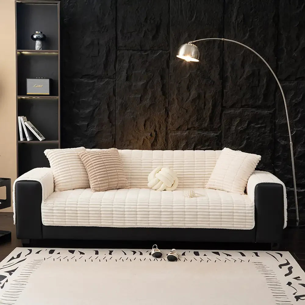 One-Piece Cozy Flannel Sofa Protection Non-Slip Sofa Cover