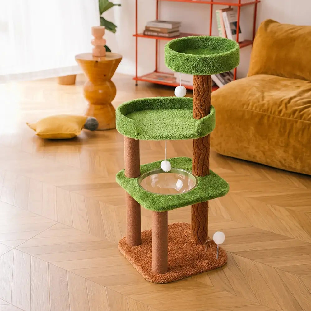 Playful Multi-Level Plush Activity Center Cat Tree with Space Capsule