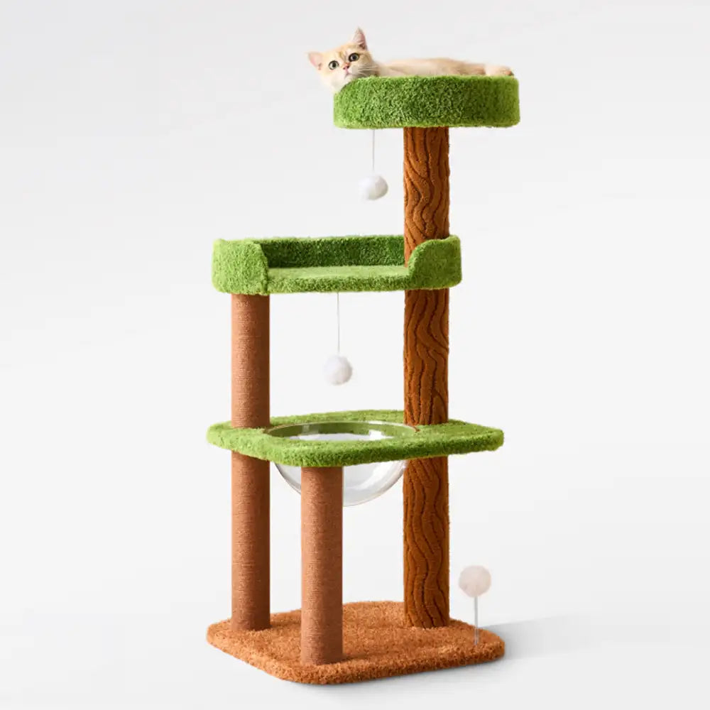 Playful Multi-Level Plush Activity Center Cat Tree with Space Capsule